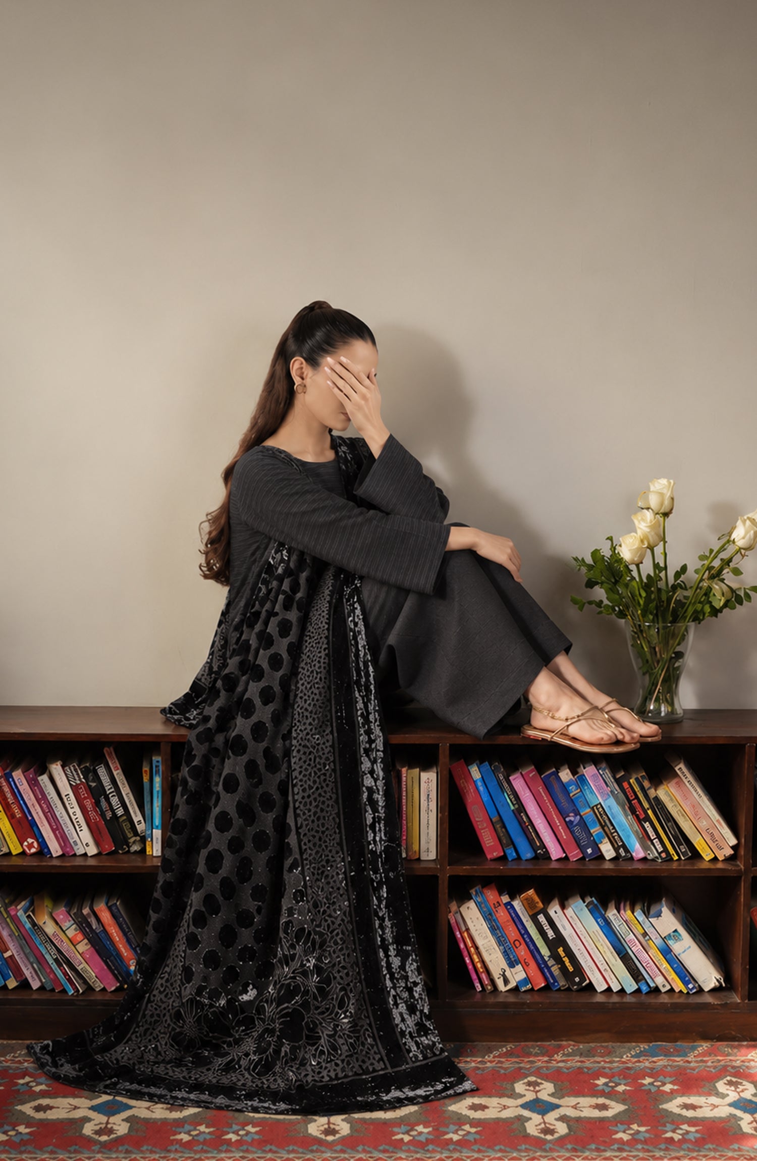 Velluto Milano by Amna Khadija Moonlight Unstitched 3 Piece Suit - AKVM-23 - AM26MON - Black - Winter Collection