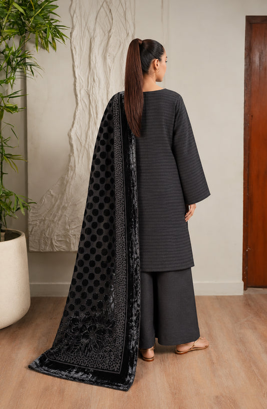 Velluto Milano by Amna Khadija Moonlight Unstitched 3 Piece Suit - AKVM-23 - AM26MON - Black - Winter Collection