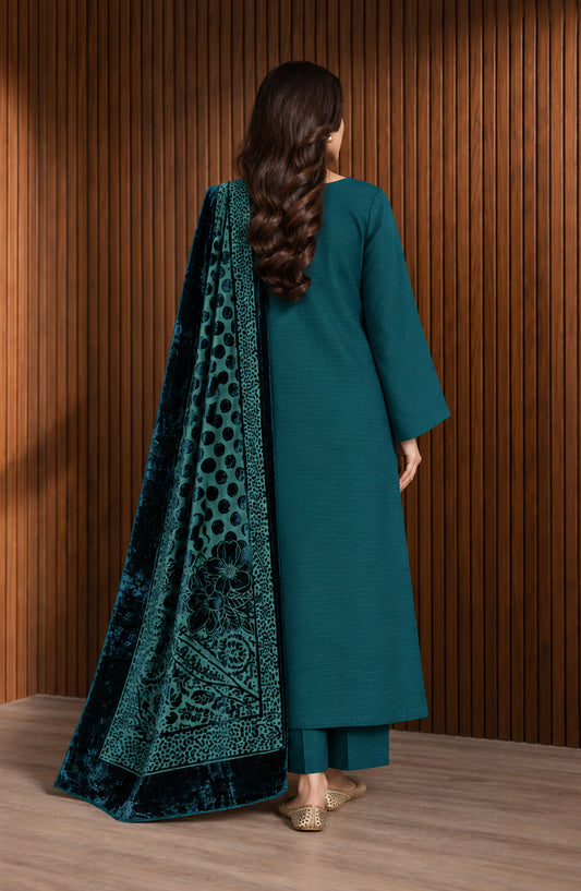 Velluto Milano by Amna Khadija Moonlight Unstitched 3 Piece Suit - AKVM-24 - AM26MON - Teal - Winter Collection