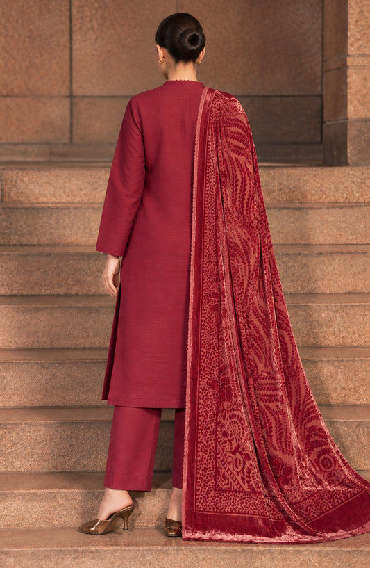 Velluto Milano by Amna Khadija Moonlight Dhanak Unstitched 3 Piece Suit - D-08 - AM26VUL - Red - Winter Collection