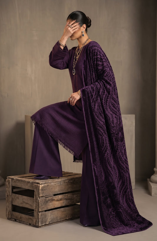 Velluto Milano by Amna Khadija Moonlight Dhanak Unstitched 3 Piece Suit - D-02 - AM26VUL - Purple - Winter Collection