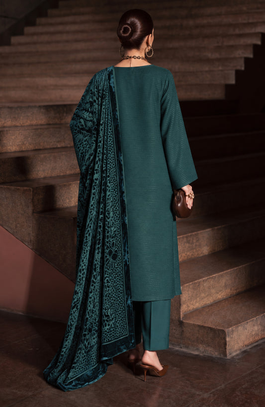 Velluto Milano by Amna Khadija Moonlight Dhanak Unstitched 3 Piece Suit - D-01 - AM26VUL - Green - Winter Collection