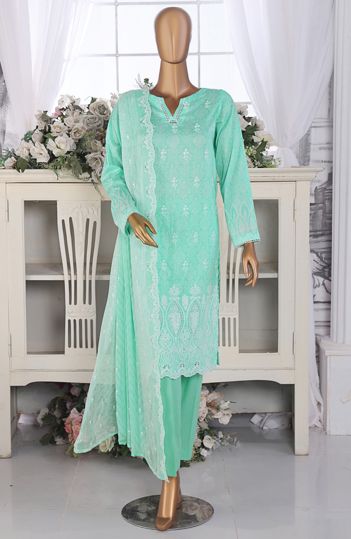 Venice by HZ Textile Embroidered Lawn Unstitched 3 Piece Suit - Design-06 - HZ26VNC - Sea Green - Summer Collection