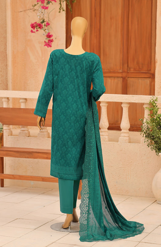 Venice by HZ Embroidered Lawn Unstitched 3 Piece Suit - VD-05 - HZ26NPF - Green - Festive Collection
