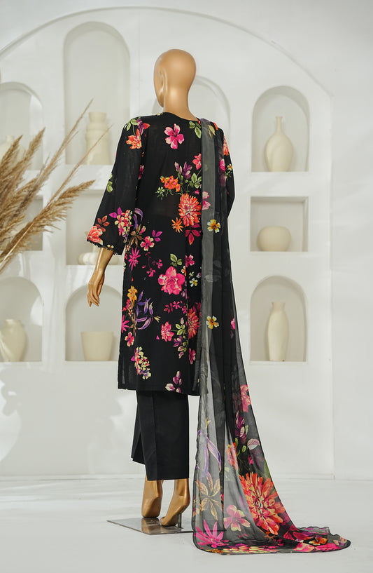 Versa by Amna Khadija Embroidered Lawn Stitched 3 Piece Suit - AKVL-02 - AM26KVL - Black - Summer Collection