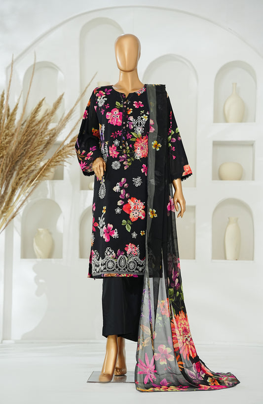 Versa by Amna Khadija Embroidered Lawn Stitched 3 Piece Suit - AKVL-02 - AM26KVL - Black - Summer Collection