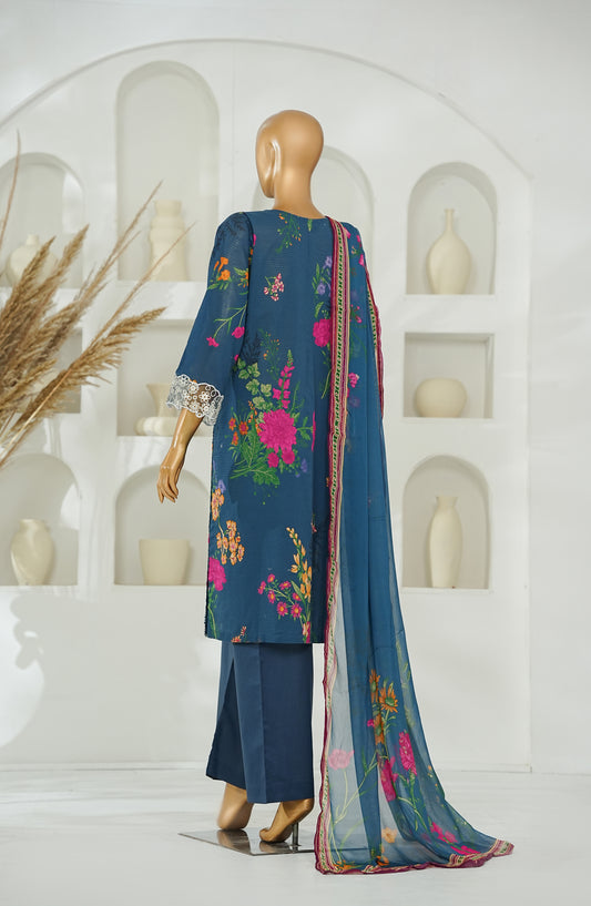 Versa by Amna Khadija Embroidered Lawn Stitched 3 Piece Suit - AKVL-05 - AM26KVL - Blue - Summer Collection
