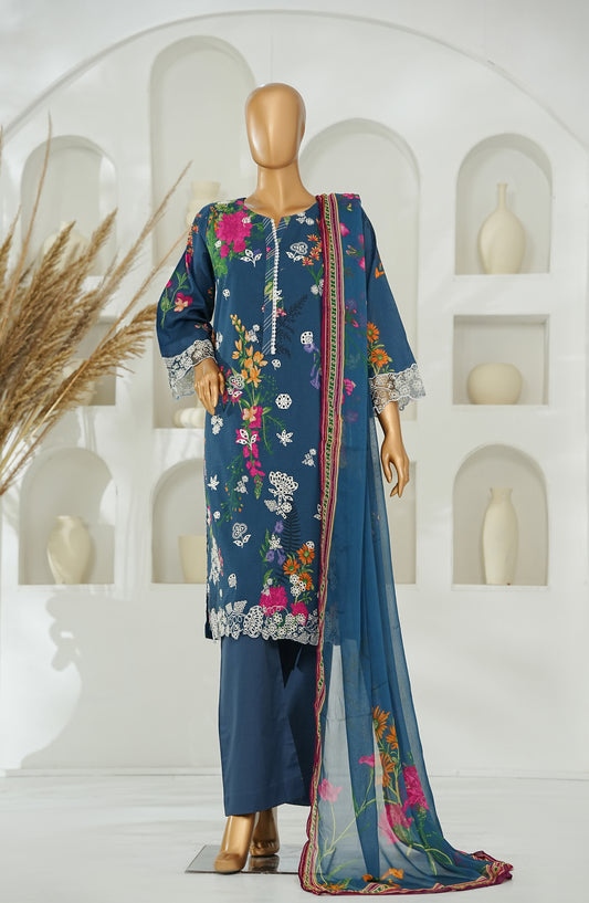Versa by Amna Khadija Embroidered Lawn Stitched 3 Piece Suit - AKVL-05 - AM26KVL - Blue - Summer Collection