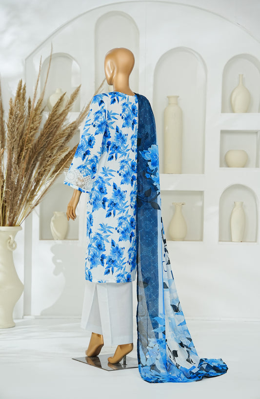 Versa by Amna Khadija Embroidered Lawn Stitched 3 Piece Suit - AKVL-07 - AM26KVL - Blue - Summer Collection