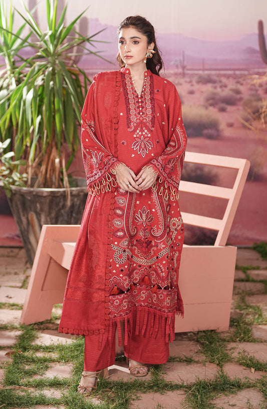 Vihana by Johra Premium Embroidered Dhanak Unstitched 3 Piece Suit - JW-582 - JH25VIHN - Red - Winter Collection