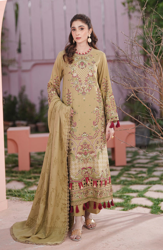 Vihana by Johra Premium Embroidered Dhanak Unstitched 3 Piece Suit - JW-581 - JH25VIHN - Dhani - Winter Collection