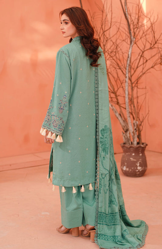 Vihana by Johra Premium Embroidered Dhanak Unstitched 3 Piece Suit - JW-578 - JH25VIHN - Sea Green - Winter Collection