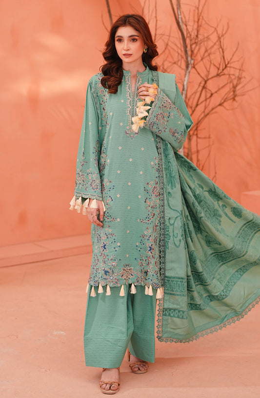 Vihana by Johra Premium Embroidered Dhanak Unstitched 3 Piece Suit - JW-578 - JH25VIHN - Sea Green - Winter Collection