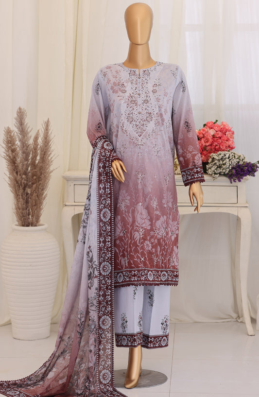 Virsa by HZ Embroidered Lawn Unstitched 3 Piece Suit - D-07 - HZ26VRSA - Brown - Summer Collection