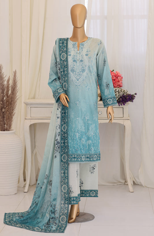 Virsa by HZ Embroidered Lawn Unstitched 3 Piece Suit - D-02 - HZ26VRSA - Ferozi - Summer Collection