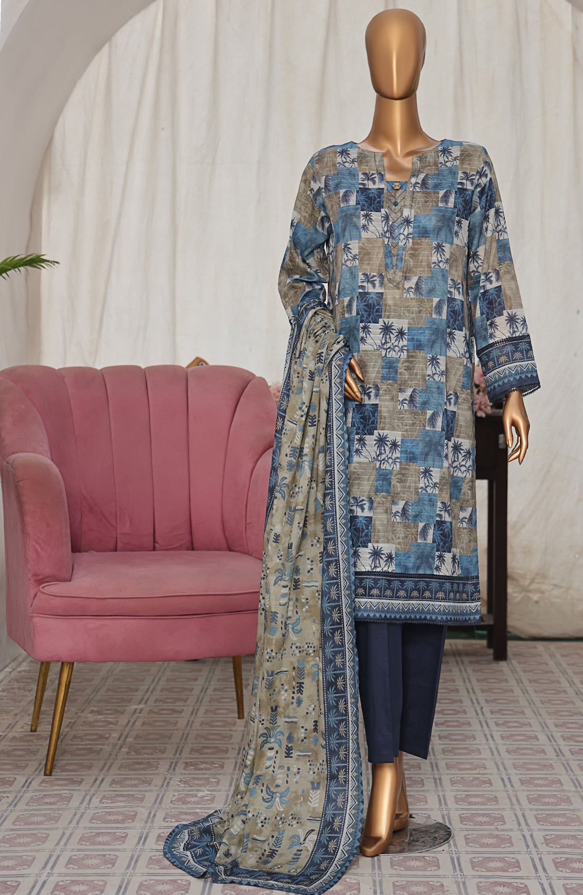 Vital Prints by HZ Textile Printed Lawn Unstitched 3 Piece Suit - VP-05 - HZ25VITL - Blue - Summer Collection
