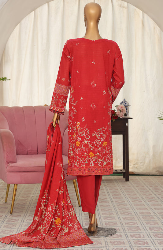 Vital Prints by HZ Textile Printed Lawn Unstitched 3 Piece Suit - VP-01 - HZ25VITL - Red - Summer Collection