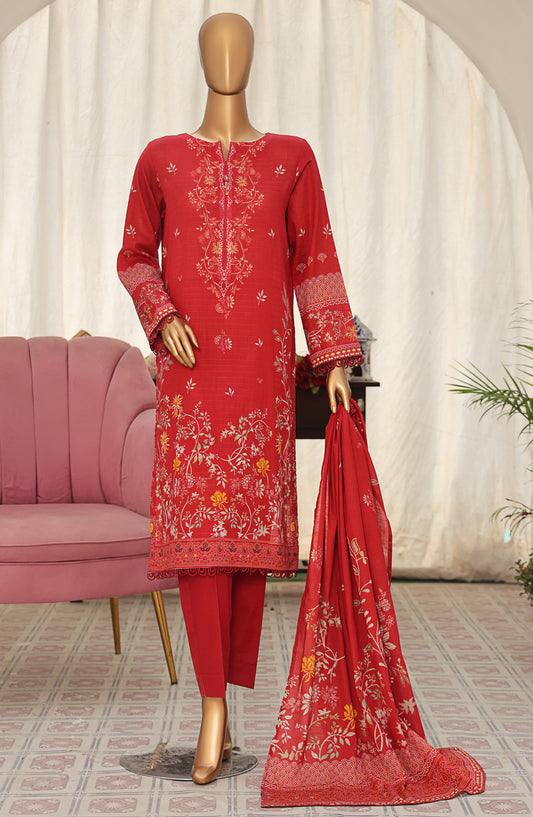 Vital Prints by HZ Textile Printed Lawn Unstitched 3 Piece Suit - VP-01 - HZ25VITL - Red - Summer Collection