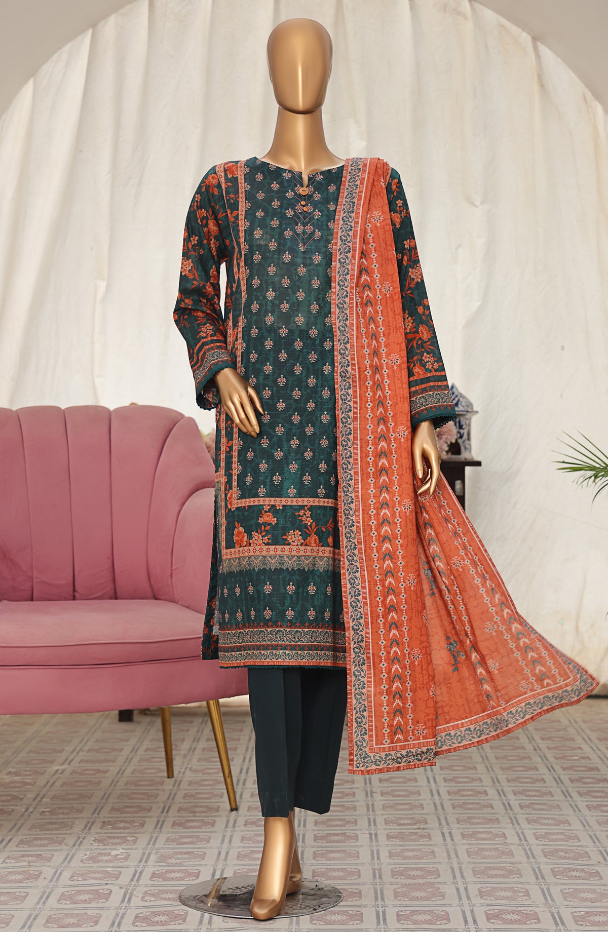 Vital Prints by HZ Textile Printed Lawn Unstitched 3 Piece Suit - VP-02 - HZ25VITL - Green - Summer Collection