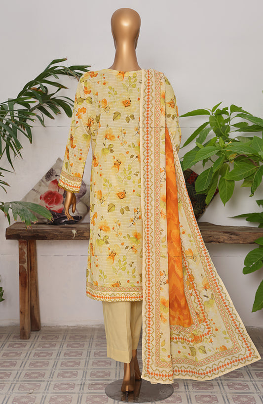 Vital Prints by HZ Textile Printed Lawn Unstitched 3 Piece Suit - VP-03 - HZ25VITL - Yellow - Summer Collection