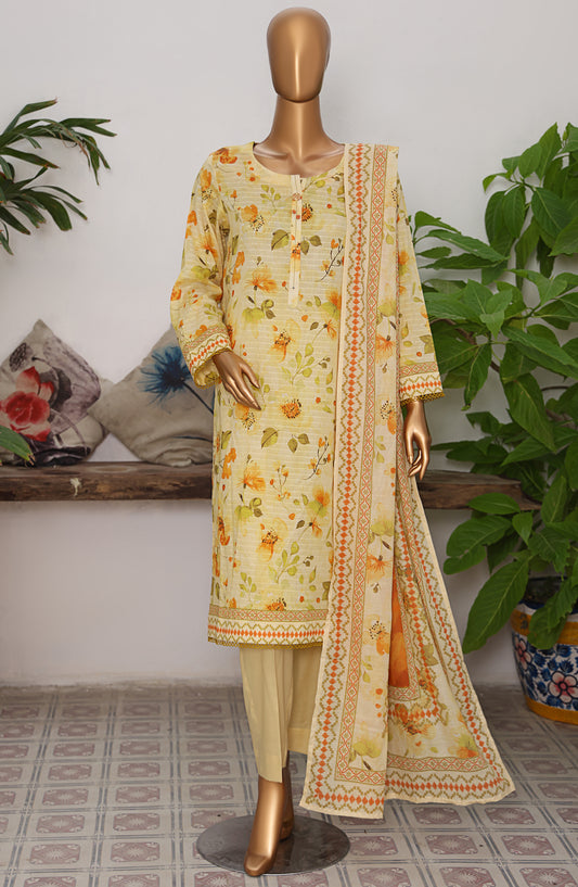 Vital Prints by HZ Textile Printed Lawn Unstitched 3 Piece Suit - VP-03 - HZ25VITL - Yellow - Summer Collection