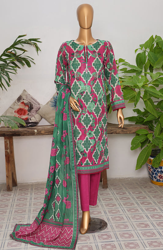 Vital Prints by HZ Textile Printed Lawn Unstitched 3 Piece Suit - VP-09 - HZ25VITL - Pink - Summer Collection