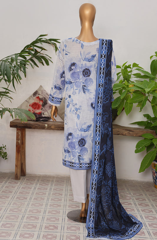 Vital Prints by HZ Textile Printed Lawn Unstitched 3 Piece Suit - VP-04 - HZ25VITL - Blue - Summer Collection