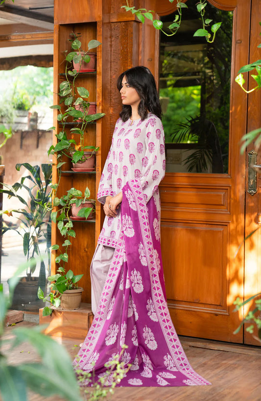 Beena by Beyond East Printed Lawn Unstitched 3 Piece Suit - WUE-154510 - BYD25BE - Light Purple - Summer Collection