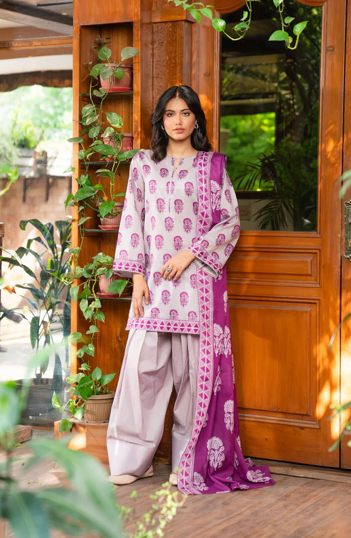 Beena by Beyond East Printed Lawn Unstitched 3 Piece Suit - WUE-154510 - BYD25BE - Light Purple - Summer Collection