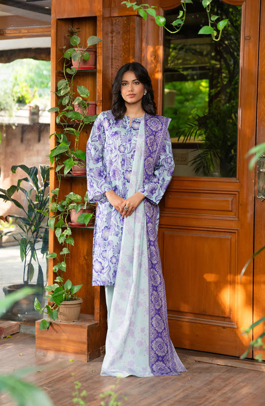 Beena by Beyond East Printed Lawn Unstitched 3 Piece Suit - WUE-154512 - BYD25BE - Blue - Summer Collection