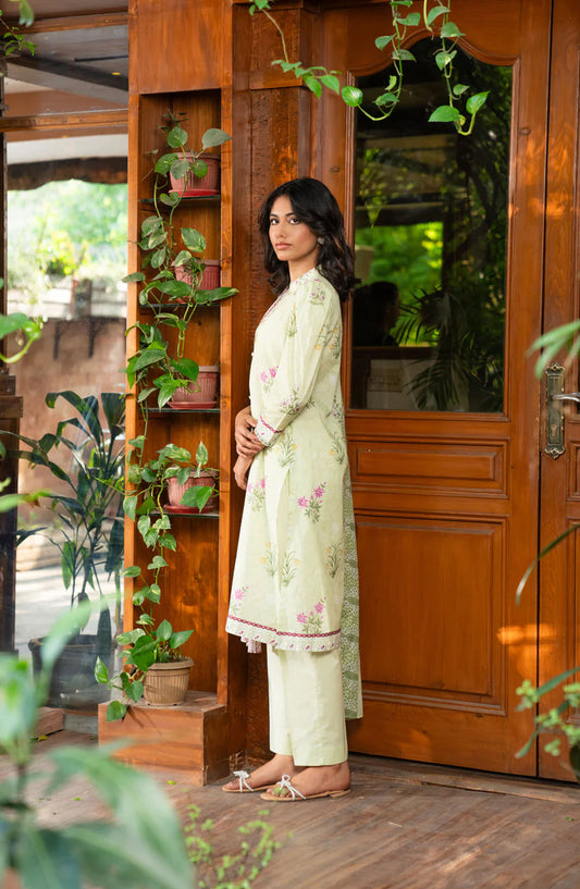 Beena by Beyond East Printed Lawn Unstitched 3 Piece Suit - WUE-154515 - BYD25BE - Pista Green - Summer Collection