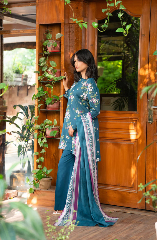 Beena by Beyond East Printed Lawn Unstitched 3 Piece Suit - WUE-154516 - BYD25BE - Blue - Summer Collection