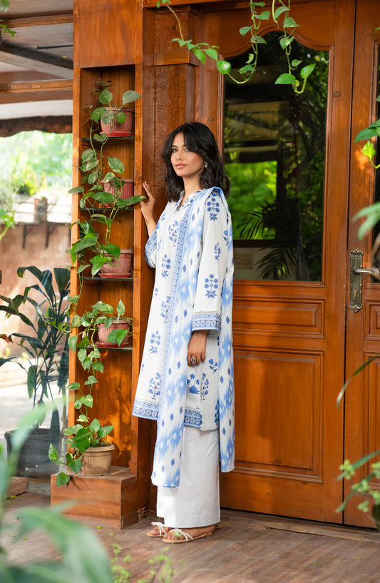 Beena by Beyond East Printed Lawn Unstitched 3 Piece Suit - WUE-154517 - BYD25BE - White - Summer Collection