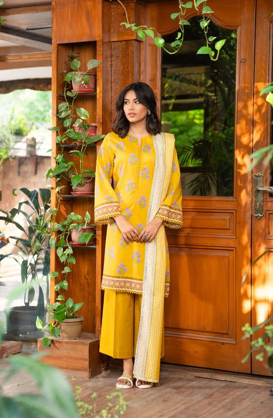 Beena by Beyond East Printed Lawn Unstitched 3 Piece Suit - WUE-154518 - BYD25BE - Mustard - Summer Collection