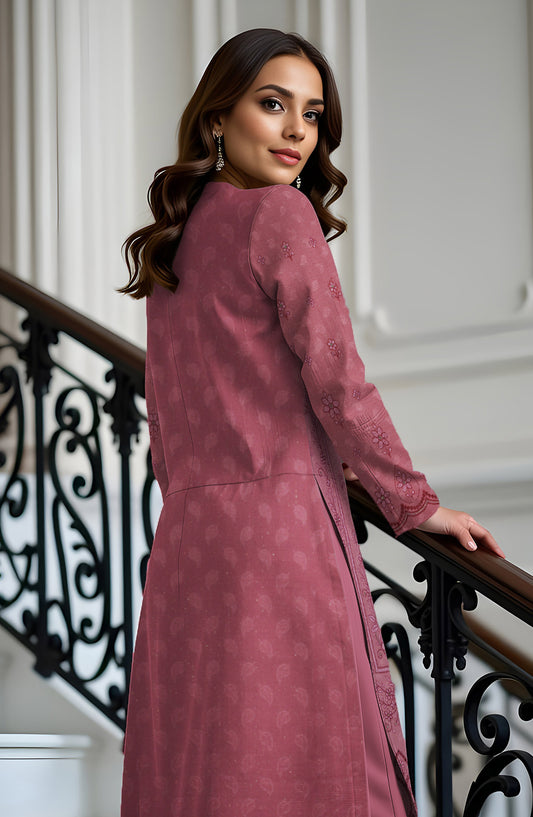 Wadi e Rangoon Embroidered Dhanak Jacquard Chamki Unstitched 3 Piece Suit - Design-04 - AK25WDR - Pink - Winter Collection