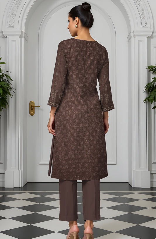 Wadi e Rangoon Embroidered Dhanak Jacquard Chamki Unstitched 3 Piece Suit - Design-06 - AK25WDR - Brown - Winter Collection