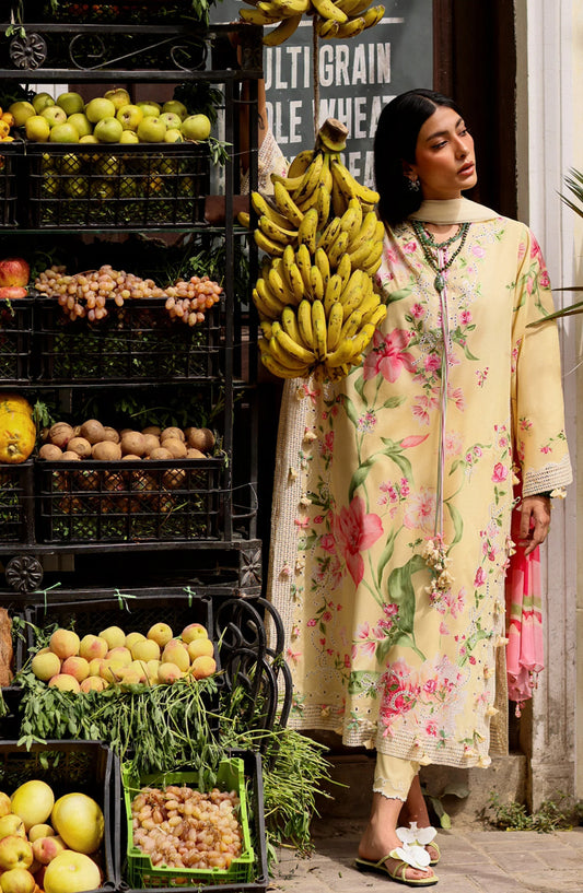 Wild Flower by Zaha Embroidered Lawn Unstitched 3 Piece Suit - ZF26-01 - ZAH26WL - Yellow - Summer Festive Collection