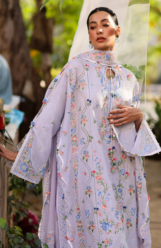 Wild Flower by Zaha Embroidered Lawn Unstitched 3 Piece Suit - ZF26-11 - ZAH26WL - Purple - Summer Festive Collection