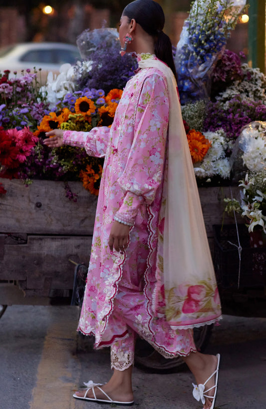 Wild Flower by Zaha Embroidered Lawn Unstitched 3 Piece Suit - ZF26-03 - ZAH26WL - Pink - Summer Festive Collection