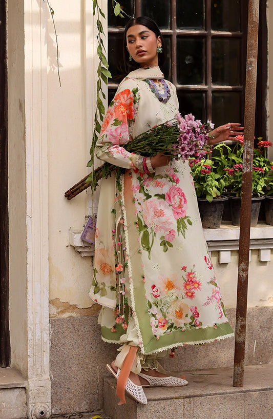 Wild Flower by Zaha Embroidered Lawn Unstitched 3 Piece Suit - ZF26-06 - ZAH26WL - Off White - Summer Festive Collection