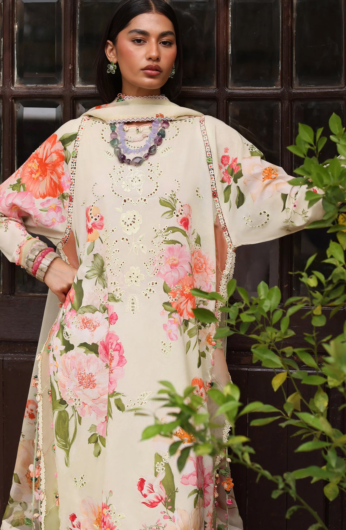 Wild Flower by Zaha Embroidered Lawn Unstitched 3 Piece Suit - ZF26-06 - ZAH26WL - Off White - Summer Festive Collection