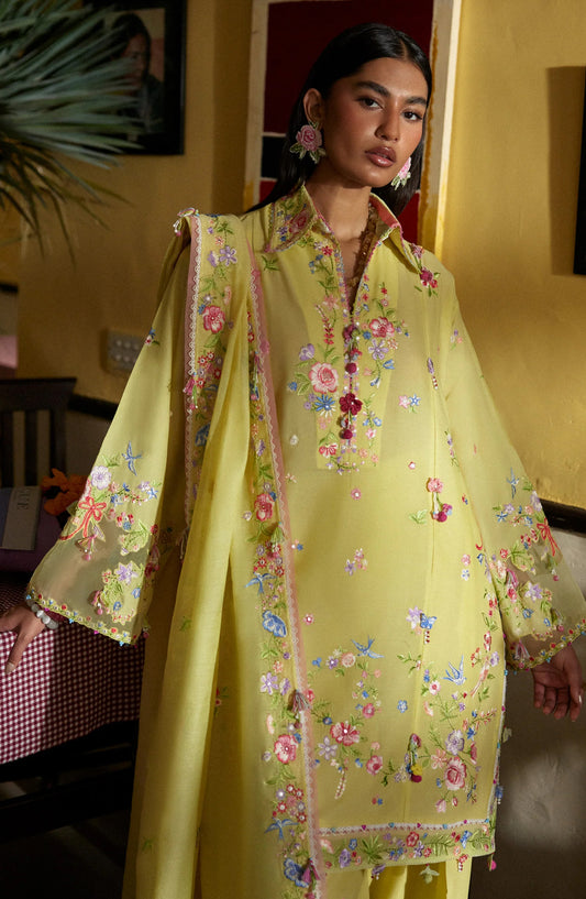 Wild Flower by Zaha Embroidered Lawn Unstitched 3 Piece Suit - ZF26-08 - ZAH26WL - Yellow - Summer Festive Collection