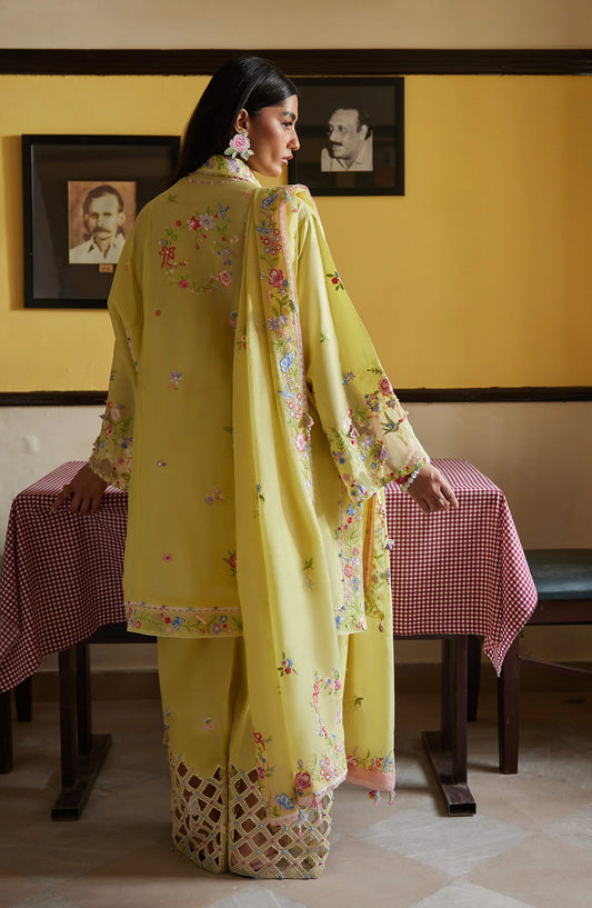 Wild Flower by Zaha Embroidered Lawn Unstitched 3 Piece Suit - ZF26-08 - ZAH26WL - Yellow - Summer Festive Collection