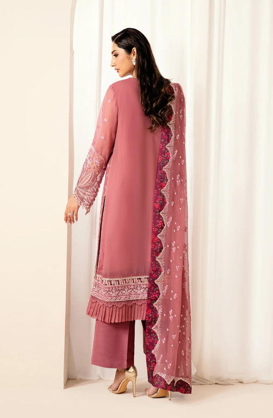 Xenia Deme Embroidered Luxury Chiffon Unstitched 3 Piece Suit - 05 - LUMEN - XF25DM - Pink - Festive Collection