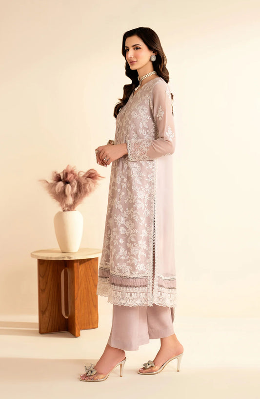 Xenia Deme Embroidered Luxury Chiffon Unstitched 3 Piece Suit - 04 - AHITI - XF25DM - Purple - Festive Collection