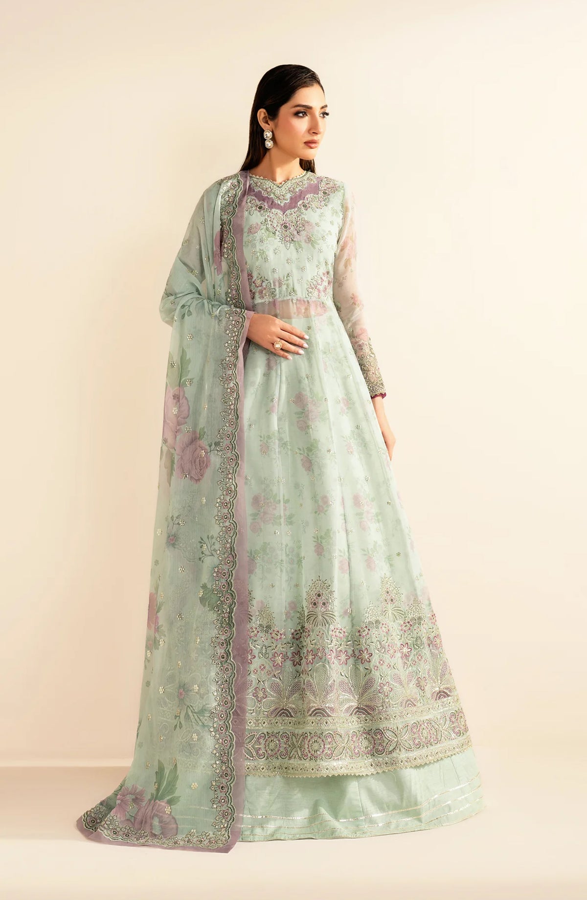 Xenia Deme Embroidered Luxury Chiffon Unstitched 3 Piece Suit - 02 - SIVA - XF25DM - Pista Green - Festive Collection