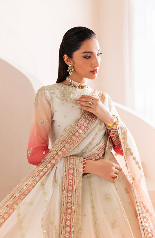 Xenia Formals Embroidered Chiffon Unstitched 3 Piece Suit - 04-Mahlaqa - XF25FES - White - Luxury Festive Collection