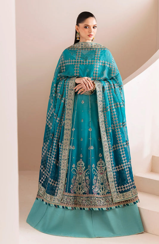 Xenia Formals Embroidered Chiffon Unstitched 3 Piece Suit - 02-Havena - XF25FES - Blue - Luxury Festive Collection