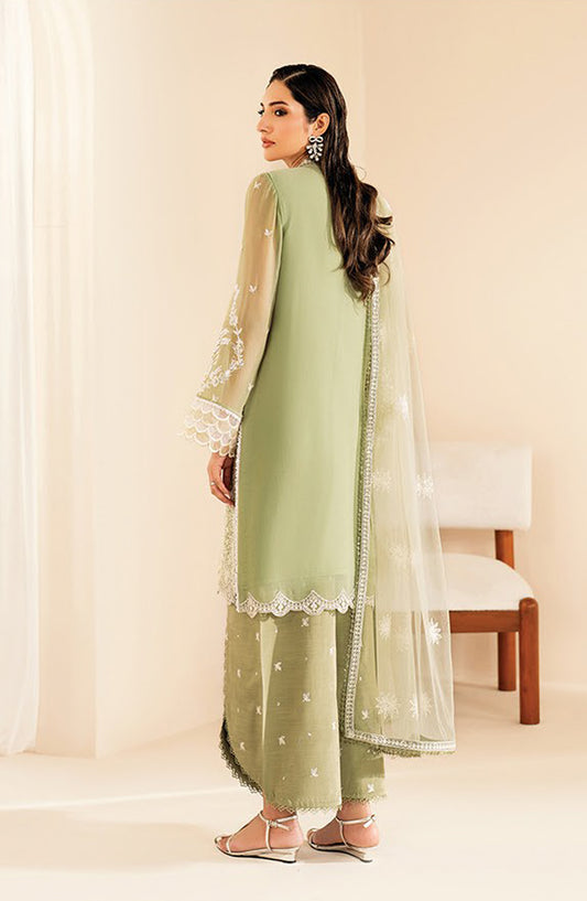 Xenia Formals Embroidered Net Unstitched 3 Piece Suit - D-04 Nora - XF25LFR - Green - Luxury Collection