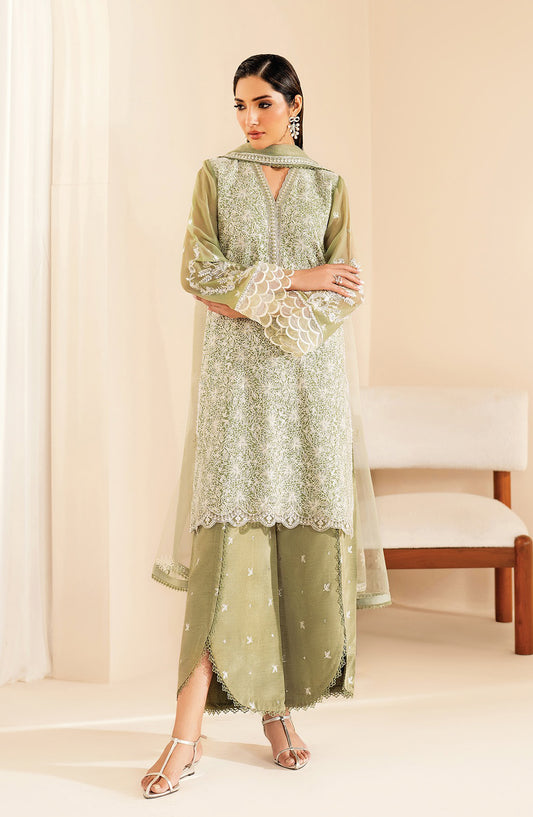Xenia Formals Embroidered Net Unstitched 3 Piece Suit - D-04 Nora - XF25LFR - Green - Luxury Collection